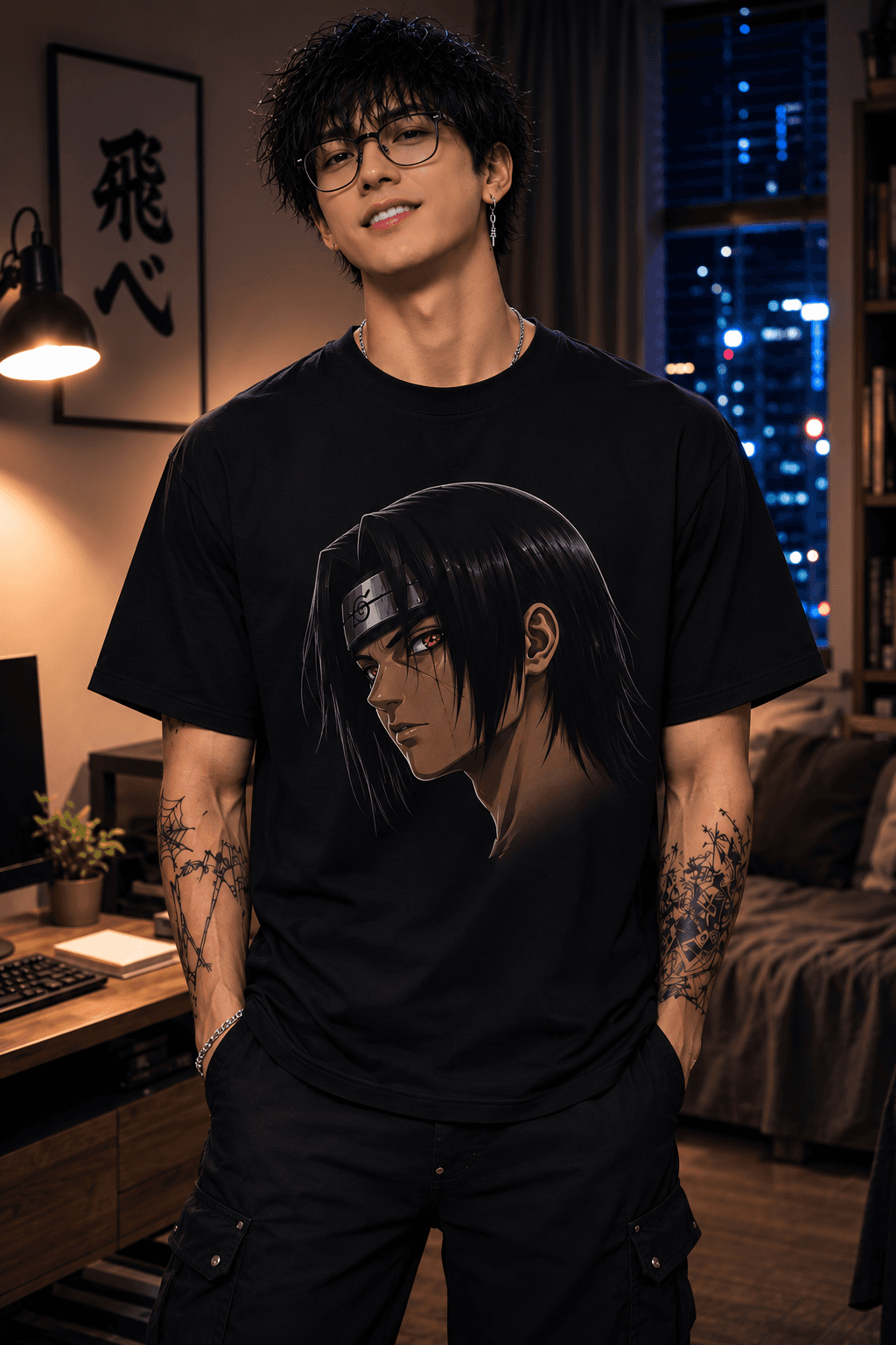 Shadow of the Red Eye – Dark Shinobi Anime T-Shirt